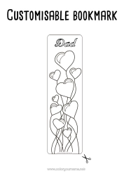 Free colouring Heart Happy birthday Balloons I love you. Valentine's Day Bookmark