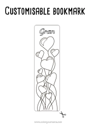 Free colouring Heart Happy birthday Balloons I love you. Valentine's Day Bookmark