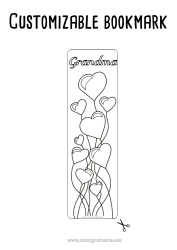 Free coloring Heart Happy feast day ! Balloons I love you Valentine's Day Bookmark