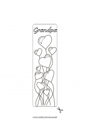 Child coloring page Heart Happy feast day ! Balloons I love you Valentine's Day Bookmark