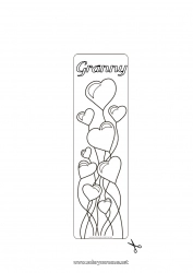 Child coloring page Heart Happy feast day ! Balloons I love you Valentine's Day Bookmark