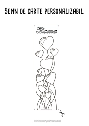 Pagină de colorat gratuită Inimă La mulți ani! Baloane Te iubesc. Ziua Îndrăgostiților Semn de carte