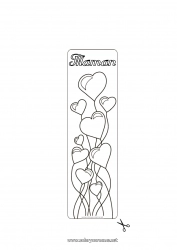 Coloriage enfant Coeur Bonne fête Ballons Je t'aime Saint valentin Marque page