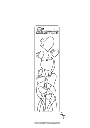 Coloriage enfant Coeur Bonne fête Ballons Je t'aime Saint valentin Marque page