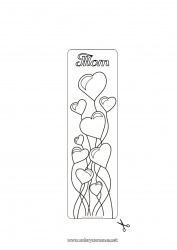 Child coloring page Heart Happy feast day ! Balloons I love you Valentine's Day Bookmark