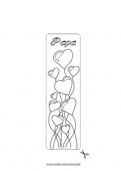 Coloriage enfant Coeur Bonne fête Ballons Je t'aime Saint valentin Marque page