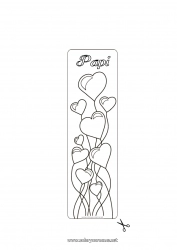 Coloriage enfant Coeur Bonne fête Ballons Je t'aime Saint valentin Marque page