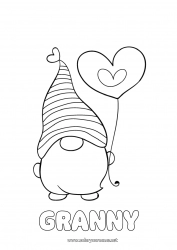 Child coloring page Heart I love you Gnome 