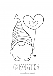 Coloriage enfant Coeur Je t'aime Gnome 