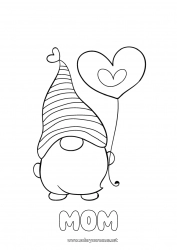 Child coloring page Heart I love you Gnome 