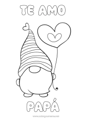 Colorear gratis Corazón Te amo Gnomo Mensaje