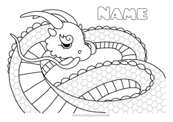 Free colouring Dragon Animal Chinese New Year Complex colouring pages Dragons, unicorns, and fantastical creatures