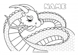 Free coloring Dragon Chinese New Year Complex coloring pages Dragons, unicorns and fantastic animals