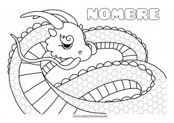 Dibujo libre Dragón Animales Año Nuevo chino Dibujos complejos para colorear Dragones, unicornios y animales fantásticos