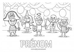 Coloriage gratuit Déguisement Ballons Fête Enfant Carnaval