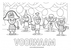 Gratis kleurplaat Vermomming Ballonnen Feest Kind Carnaval