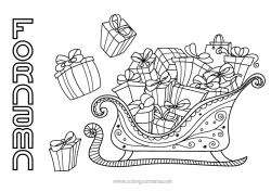 Gratis färgläggning Gåvor Släde Jul