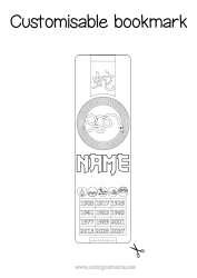 Colouring to customise Chinese New Year Snake Bookmark Reptiles 2025