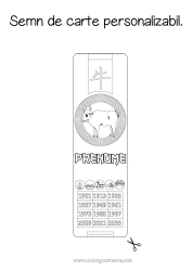Pagină de colorat personalizată Anul Nou Chinezesc Bivol, Vită Semn de carte Animale de fermă