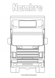 Colorear gratis Camión Camiones y vehículos utilitarios Profesiones del transporte Camionero