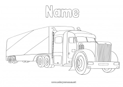 Free coloring Truck Vehicles Trucks and utility vehicles Transportation Professions Truck driver