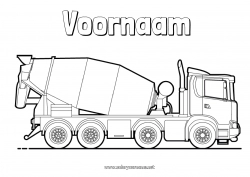 Gratis kleurplaat Voertuigen Bouwvoertuigen Betonmolen Bouwberoepen