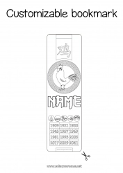 Free drawing Rooster Chinese New Year Bookmark Farm animals