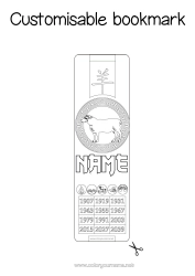 Colouring to customise Chinese New Year Goat Bookmark Farm animals