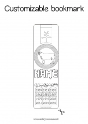 Coloring to customize Chinese New Year Goat Bookmark Farm animals