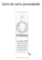 Pagină de colorat personalizată Anul Nou Chinezesc Capră Semn de carte Animale de fermă