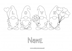 Free coloring Heart Balloons Gnome 