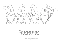 Pagină de colorat personalizată Inimă Baloane Gnomă 
