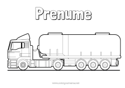 Pagină de colorat gratuită Camion Vehicule Camioane și vehicule utilitare Meserii în transport Cisternă auto