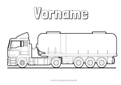 Kostenlose Malvorlage Lastwagen Fahrzeuge Lastwagen und Nutzfahrzeuge Transportberufe Tankwagen