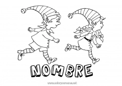 Colorear gratis Elfos de navidad Dibujos de Elfos para colorear