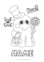 Colouring to customise Ghost Trick Or Treat? Halloween Treats, Sweets Intermediate Colouring Sheets Pacifier Boo