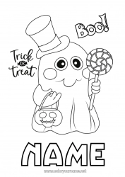 Free coloring Ghost Trick or treat Halloween Treats Intermediate coloring pages Lollipop