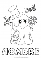 Colorear gratis Fantasma Truco o trato Halloween Golosinas Dibujos intermedios para colorear Chupeta