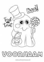 Gratis kleurplaat Spook Snoep of een spreuk? Halloween Lekkernijen, zoetigheden Intermediaire kleurplaten Lolly