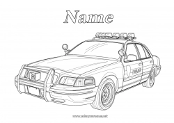 Coloring to customize Car Police Police vehicles Rescue and Emergency Vehicles Cars, vans, and motorhomes Security Professions