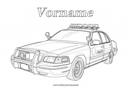 Kostenlose Malvorlage Fahrzeuge Auto Polizei Polizeifahrzeuge Véhicules de secours et d'urgence Autos, Vans und Wohnmobile Sicherheitsberufe