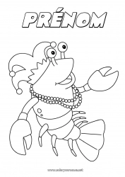 Coloriage gratuit Déguisement Animal Carnaval Animaux marins ou aquatique Homard Collier