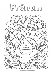 Coloriage gratuit Déguisement Masque Fille Carnaval Collier