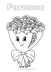 Farvelægningssiden tilpasning Blomster Kawaii Rose Bukket