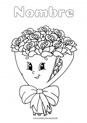 Dibujo libre Flores Kawaii Rosa Ramillete