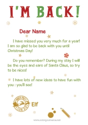 Free coloring Christmas elves Letters from prankster elves Elf Arrival Letter