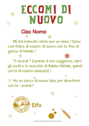 Colorare per personalizzare Elfo di Natale Lettere di elfi scherzosi Lettera di Arrivo degli Elfi