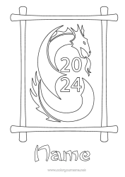 Colouring to customise Dragon Dragons, Unicorns, And Fantastical Creatures 2024