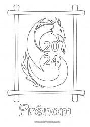 Coloriage gratuit Dragon Dragons, licornes et animaux fantastiques 2024