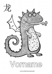 Kostenlose Malvorlage Mandala Drache Tier Chinesisches Neujahr Zentangle Drachen, Einhörner und fantastische Tiere